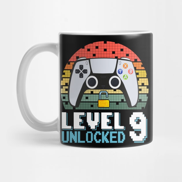 Level 9 Unlocked Vintage Retro Gaming by Asg Design